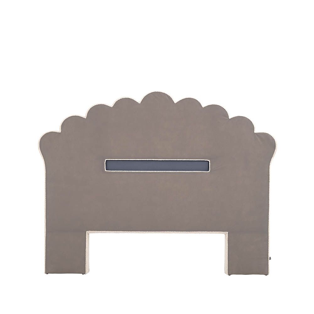 Boucle finish headboard with glamorous fluting details and curve appeal