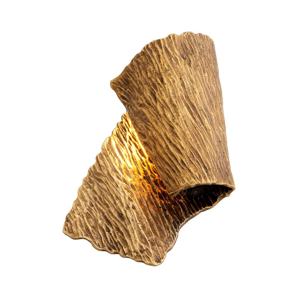 Folded design textured brass wall lamp 