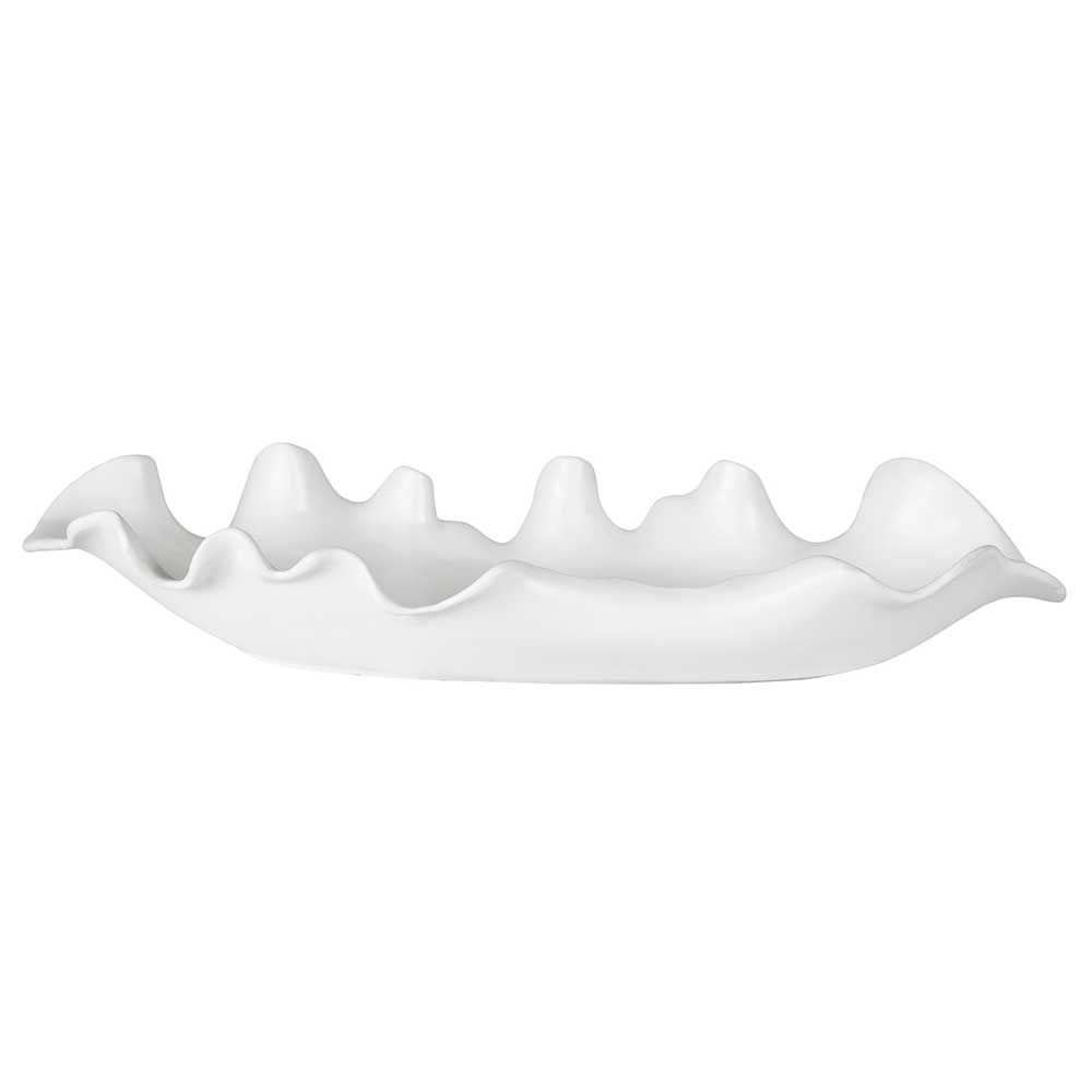 Ruffled Ceramic Bowl With organic curved edges in a modern matte white glaze