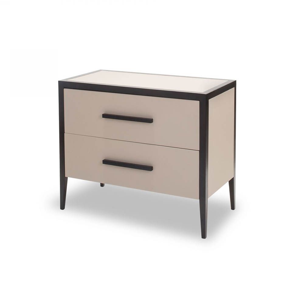 Elegant faux leather chest of drawers in a sophisticated neutral