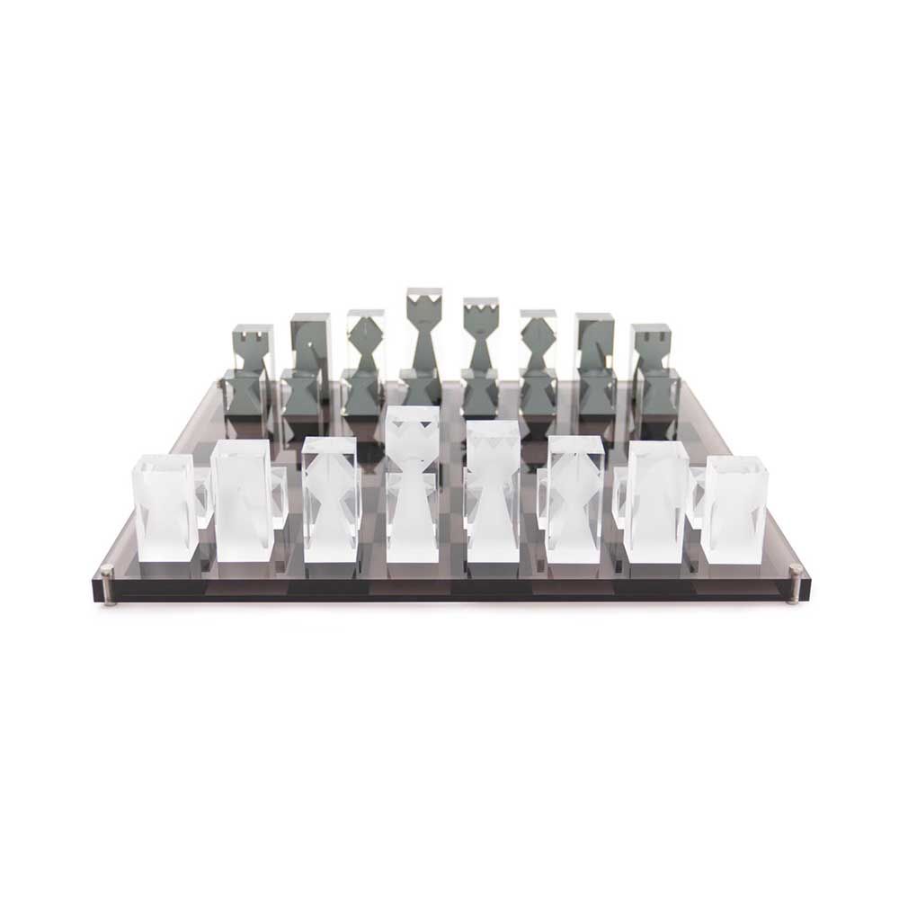 Acrylic chess set in grey and black 