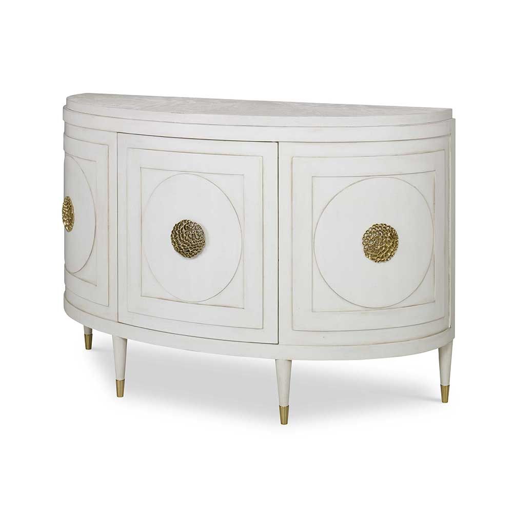 modern twist on classic french style console table with internal storage