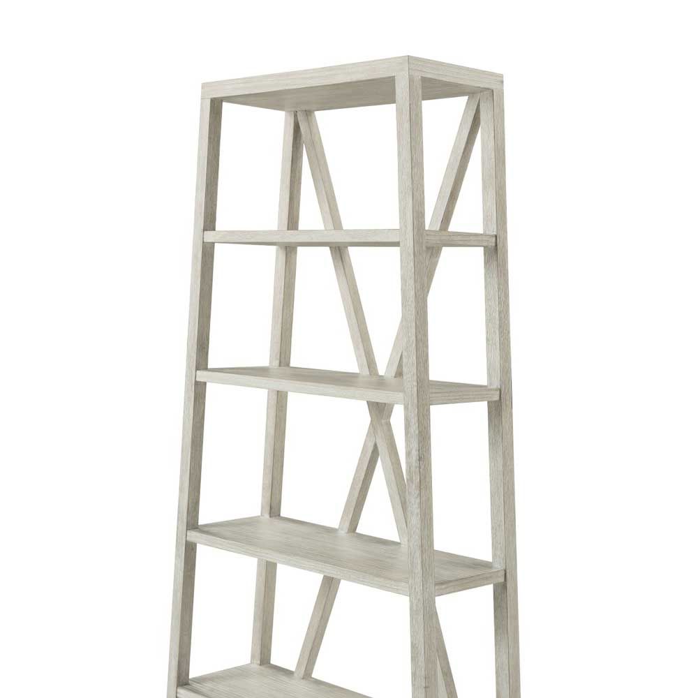 Storage shelving unit in sea salt white washed wood finish