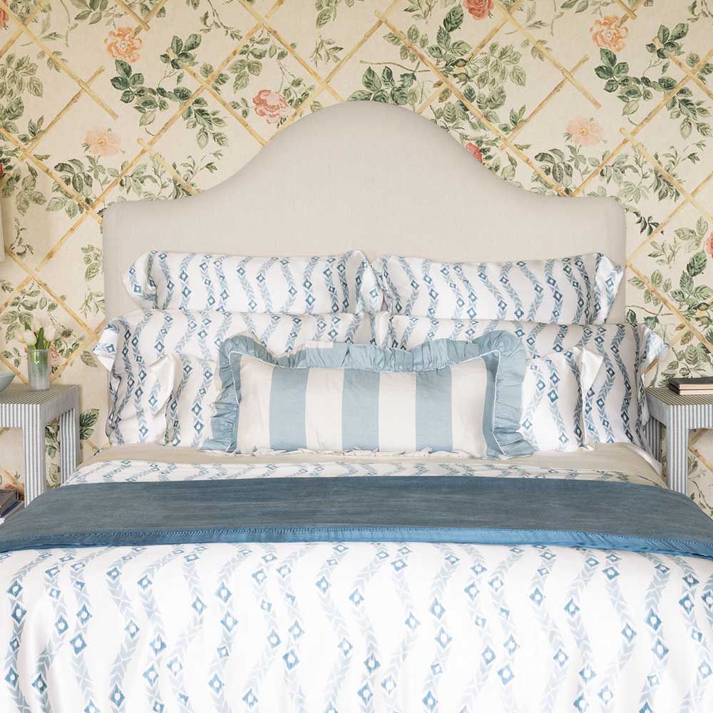 Blue and white silk duvet set