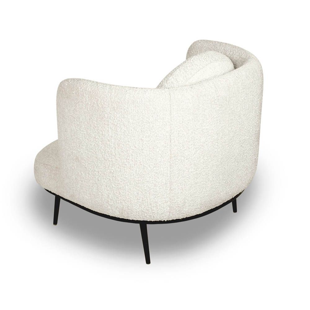 Boucle sand chair with tall full wing back and accent cushion