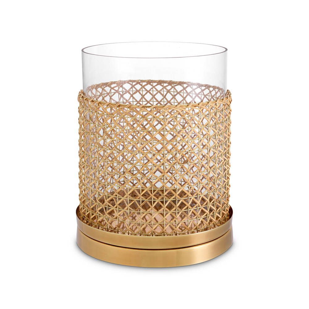 Opulent rattan and brass hurricane