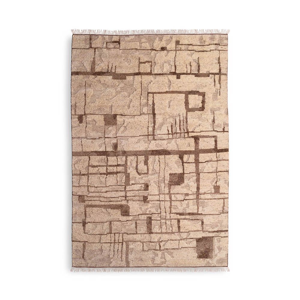 Sumptuous wool rug with neutral tones and unique pattern