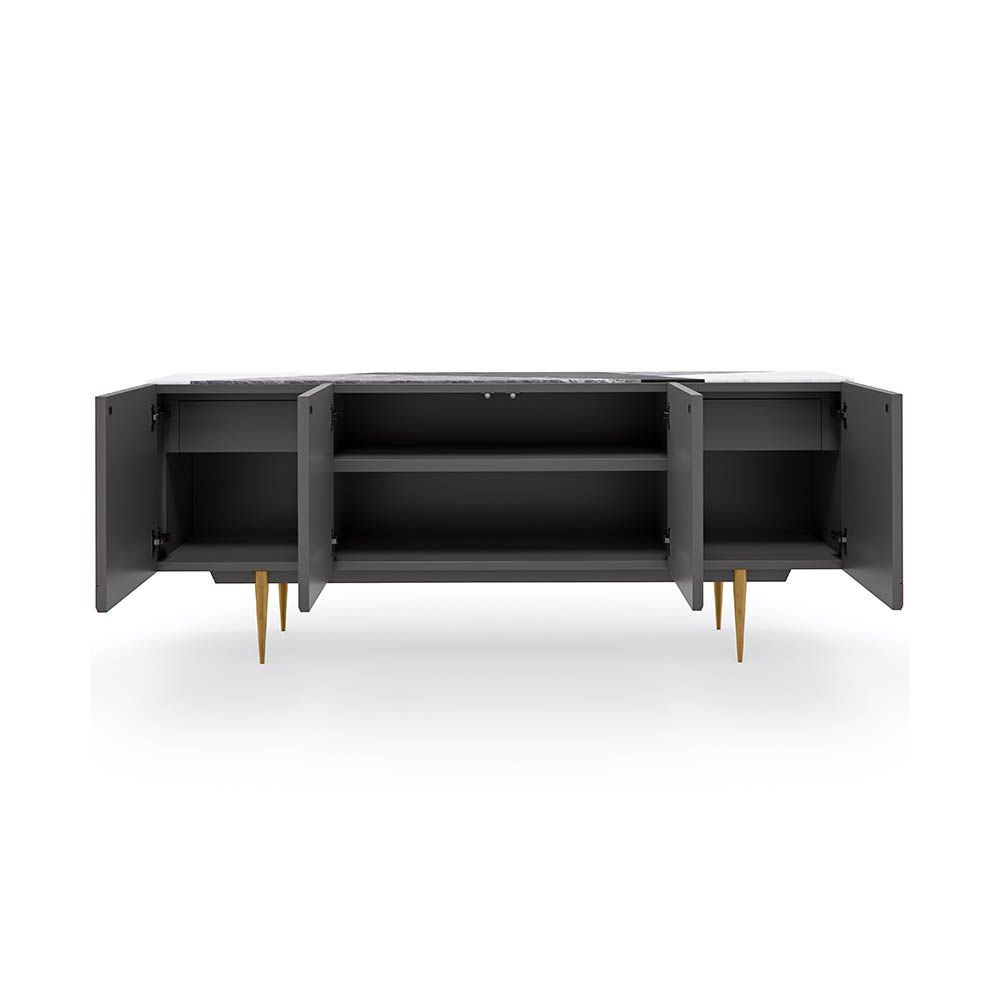 Elegant sideboard with a striking geometric marble surface 