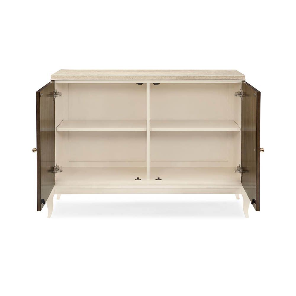 Striking and sophisticated art-deco inspired cabinet with stone top and diamond embellishment