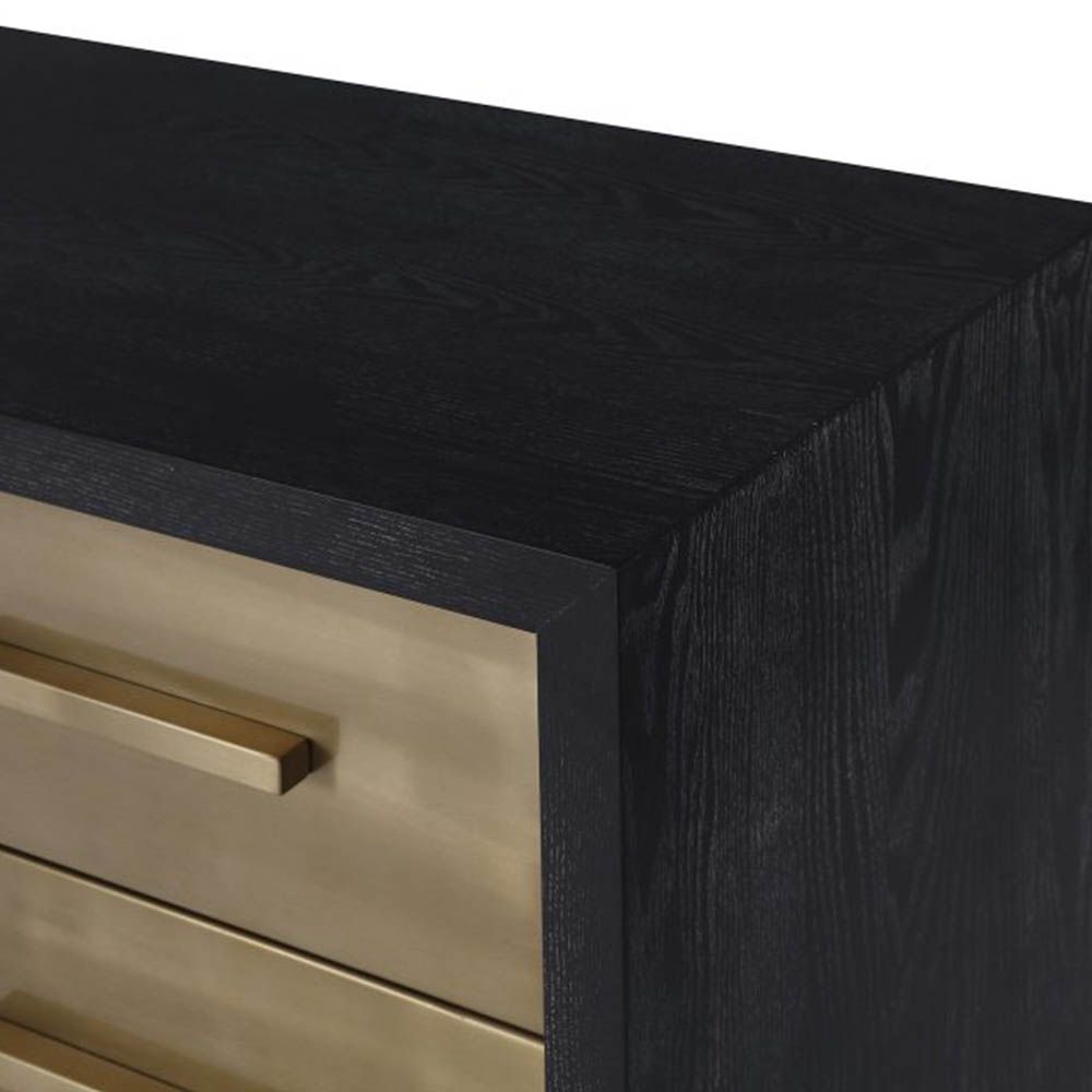 Textured ash chest with brass drawers