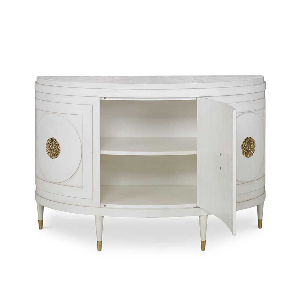 modern twist on classic french style console table with internal storage