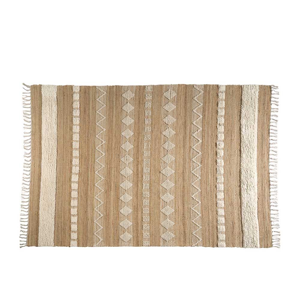 patterned rattan rug with wool details