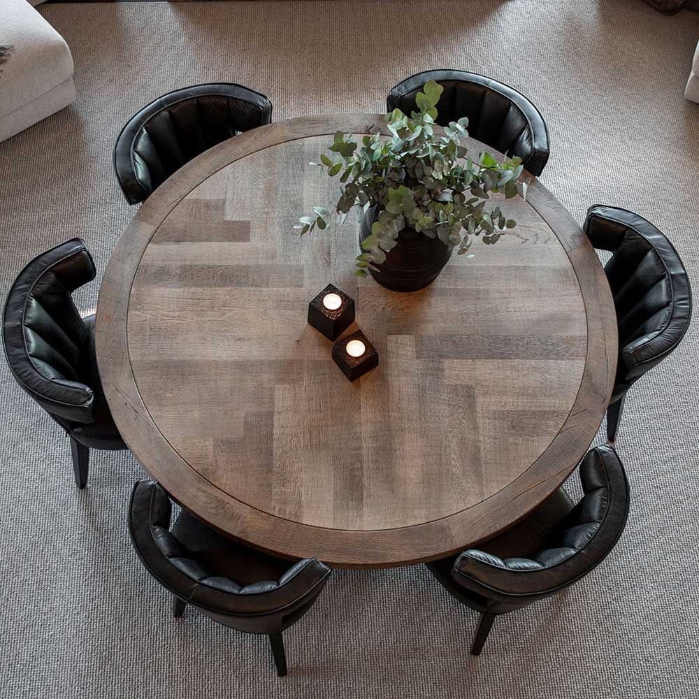 Large round oak natural dining table