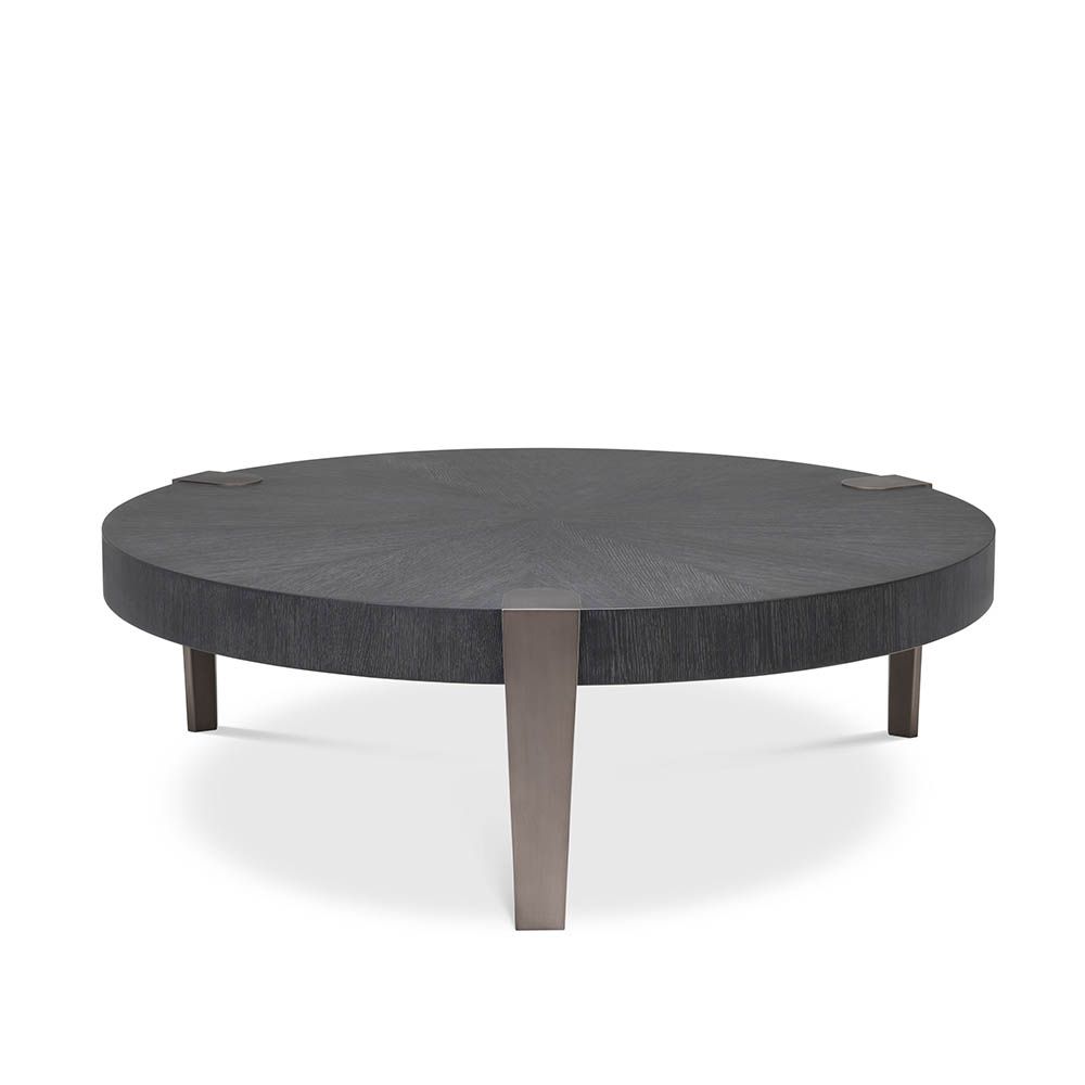 Gorgeously elegant round coffee table with bronze legs