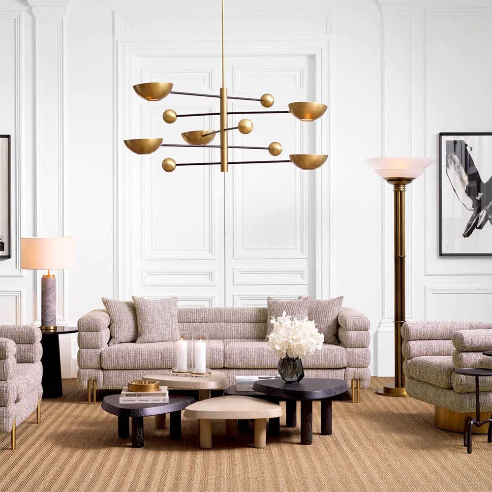 Natural finished coffee table with pebble-shaped surface