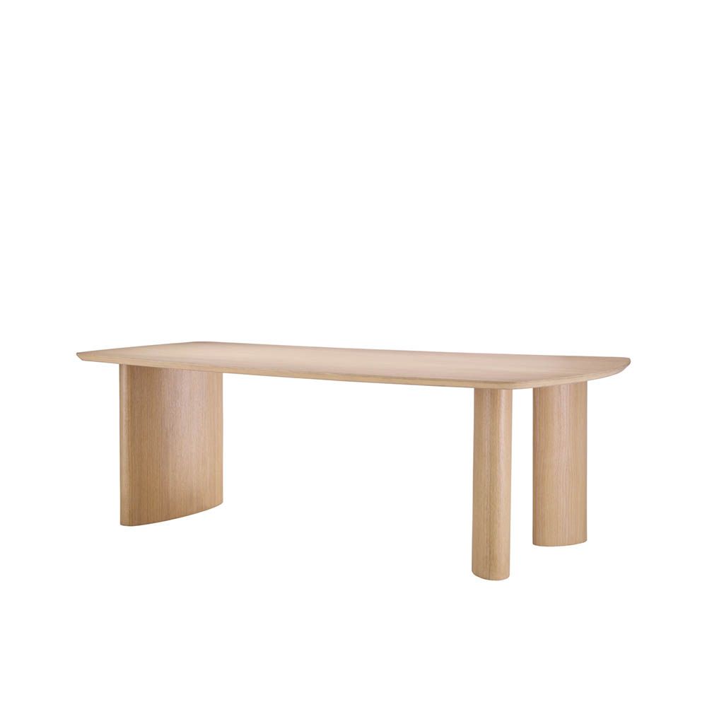 Striking silhouette dining table in natural oak finish