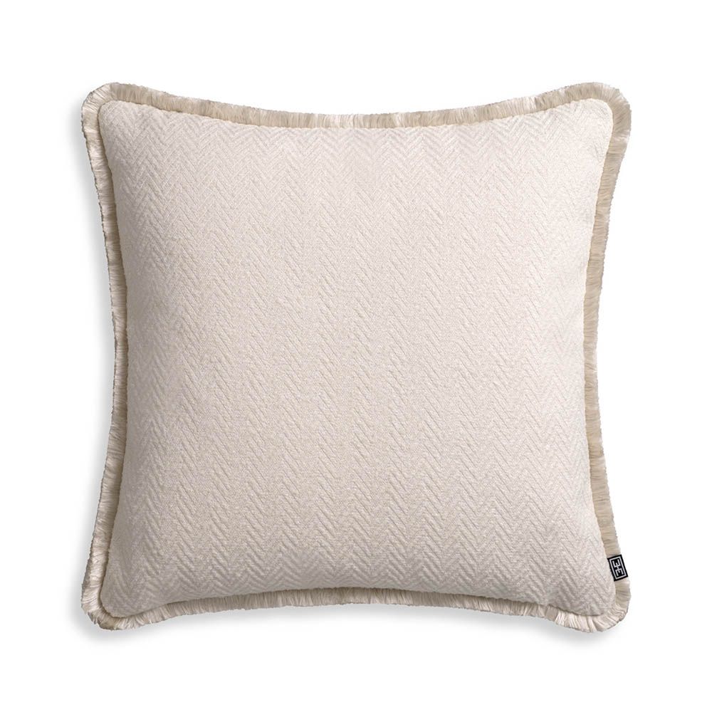 Sumptuously soft cushion with fringe detail in cream, amber or red