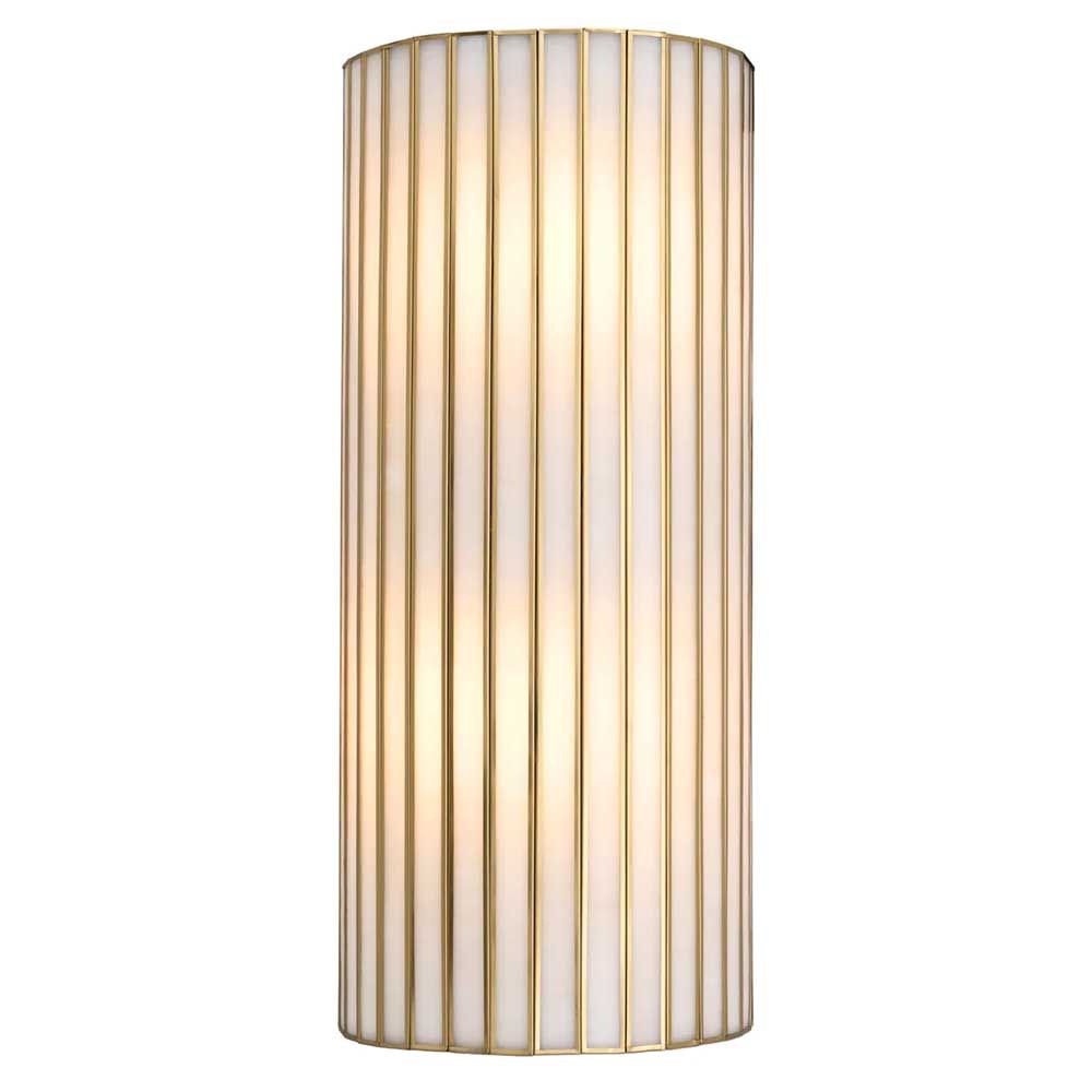 Brass ribbed wall light with gentle radiant glow