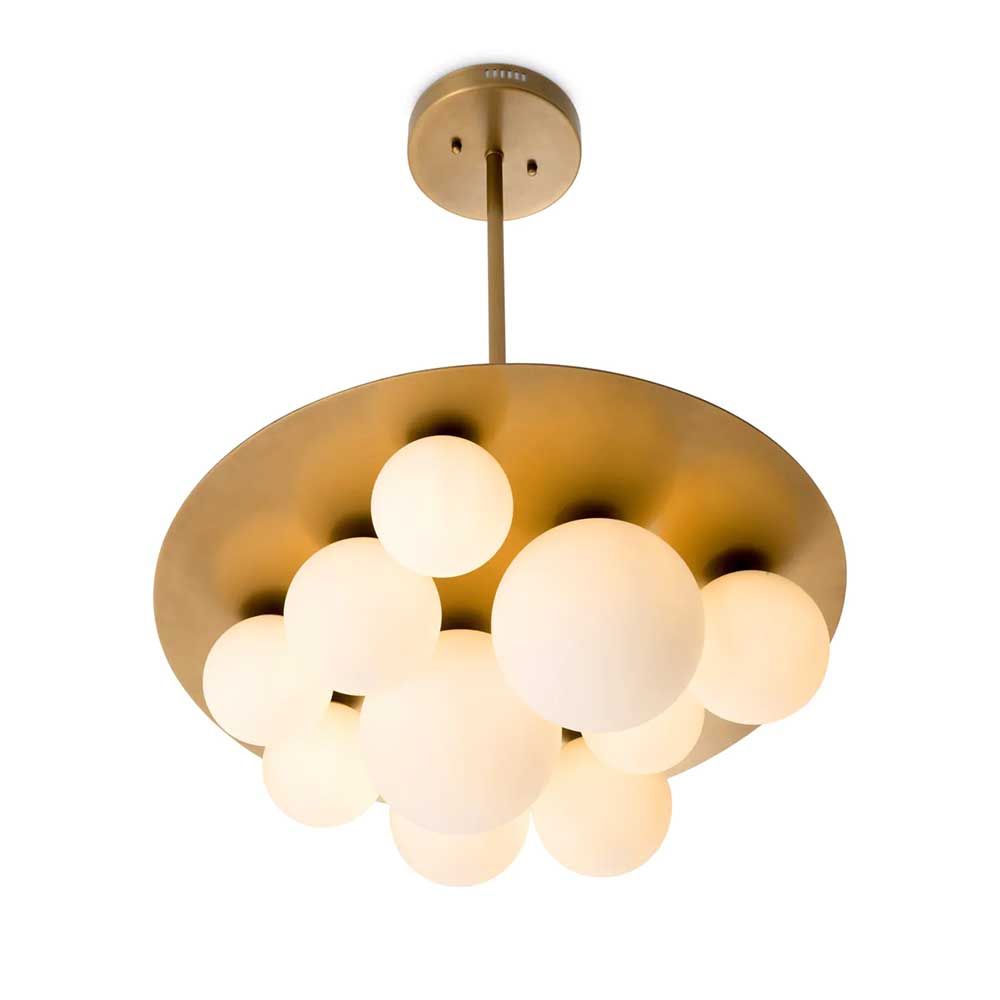 cluster of orb lights on brass disc ceiling lights
