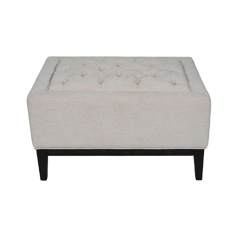 Traditional style ivory stool with deep buttoning details