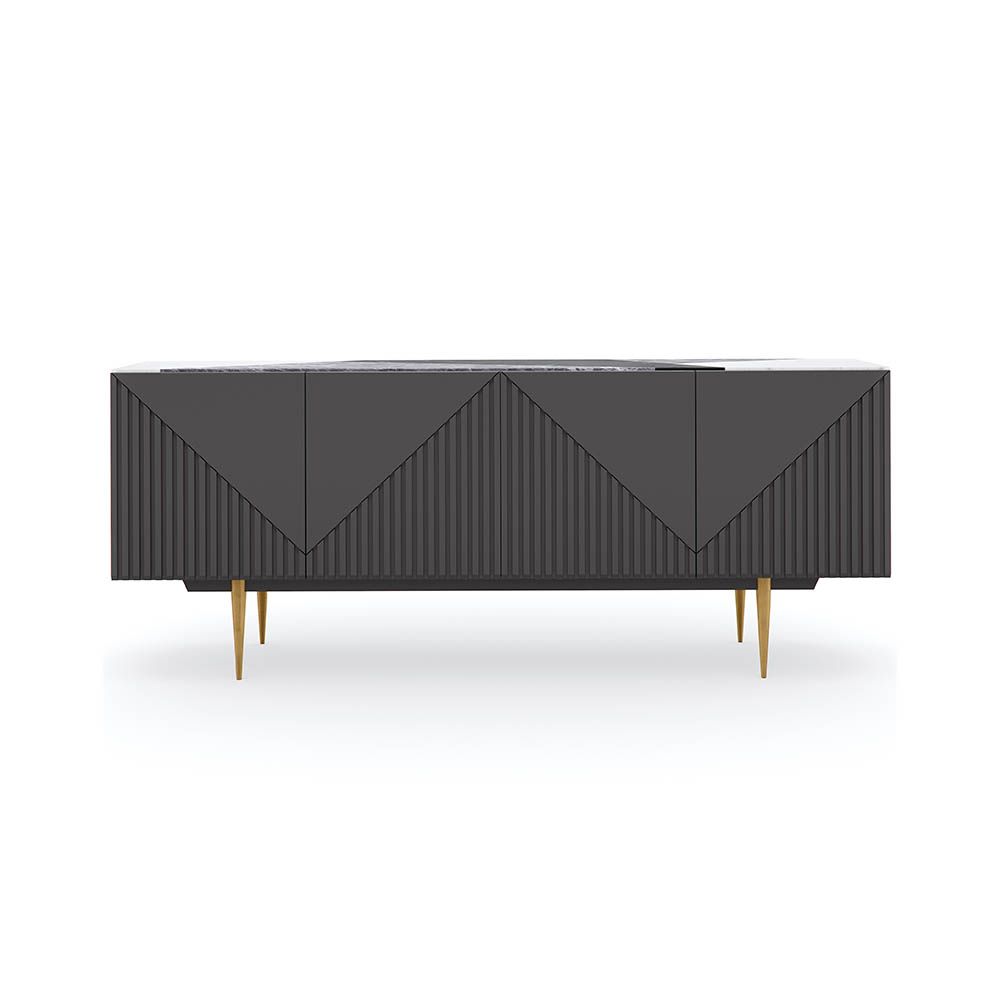 Elegant sideboard with a striking geometric marble surface 