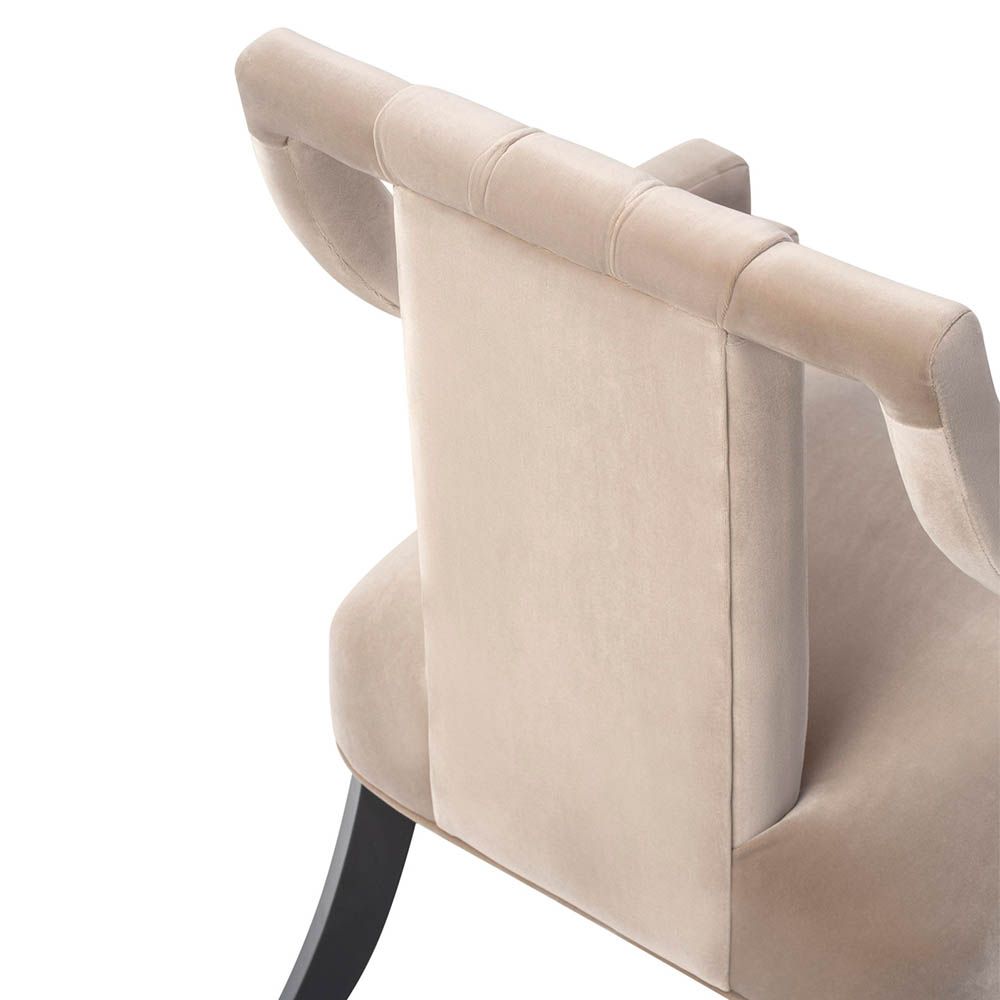 Stylish velvet sand chair with channelling and open arms