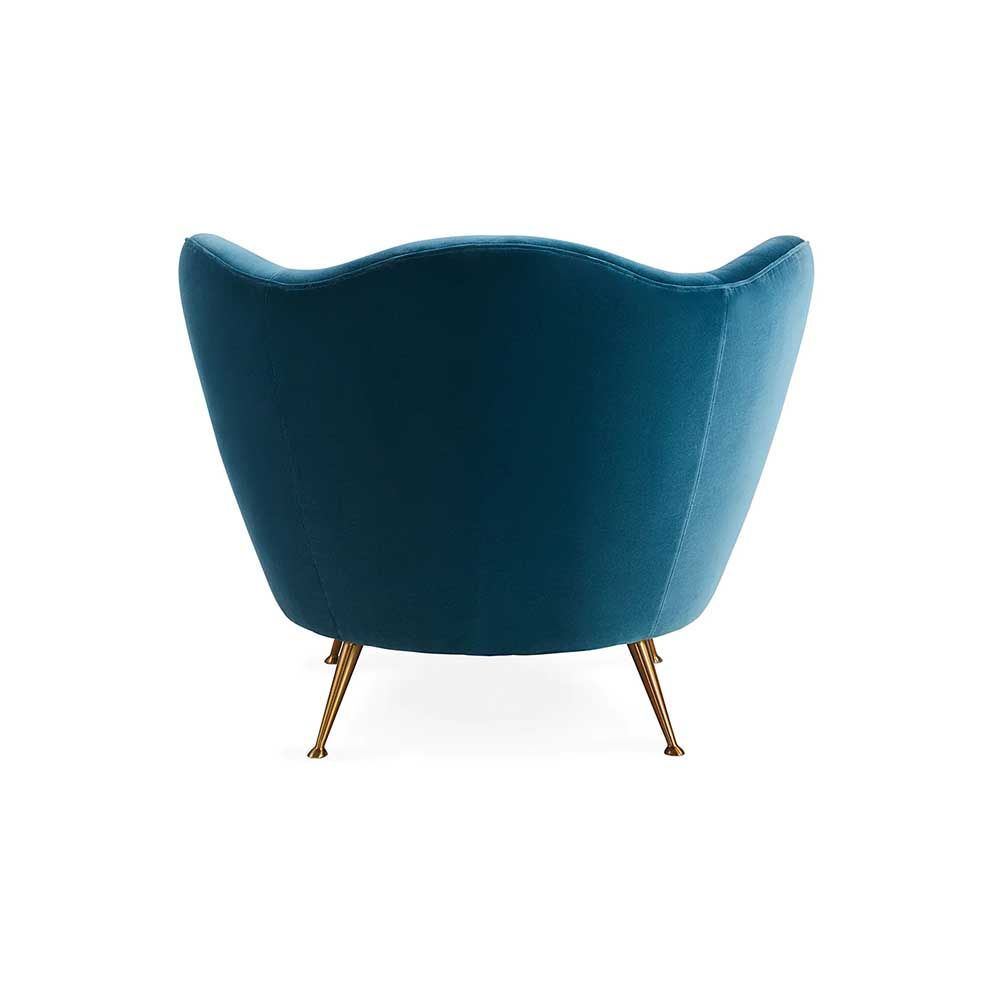 Ripple design blue velvet armchair
