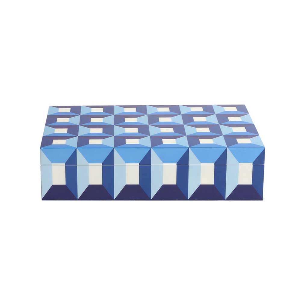 Blue cube pattern storage box
