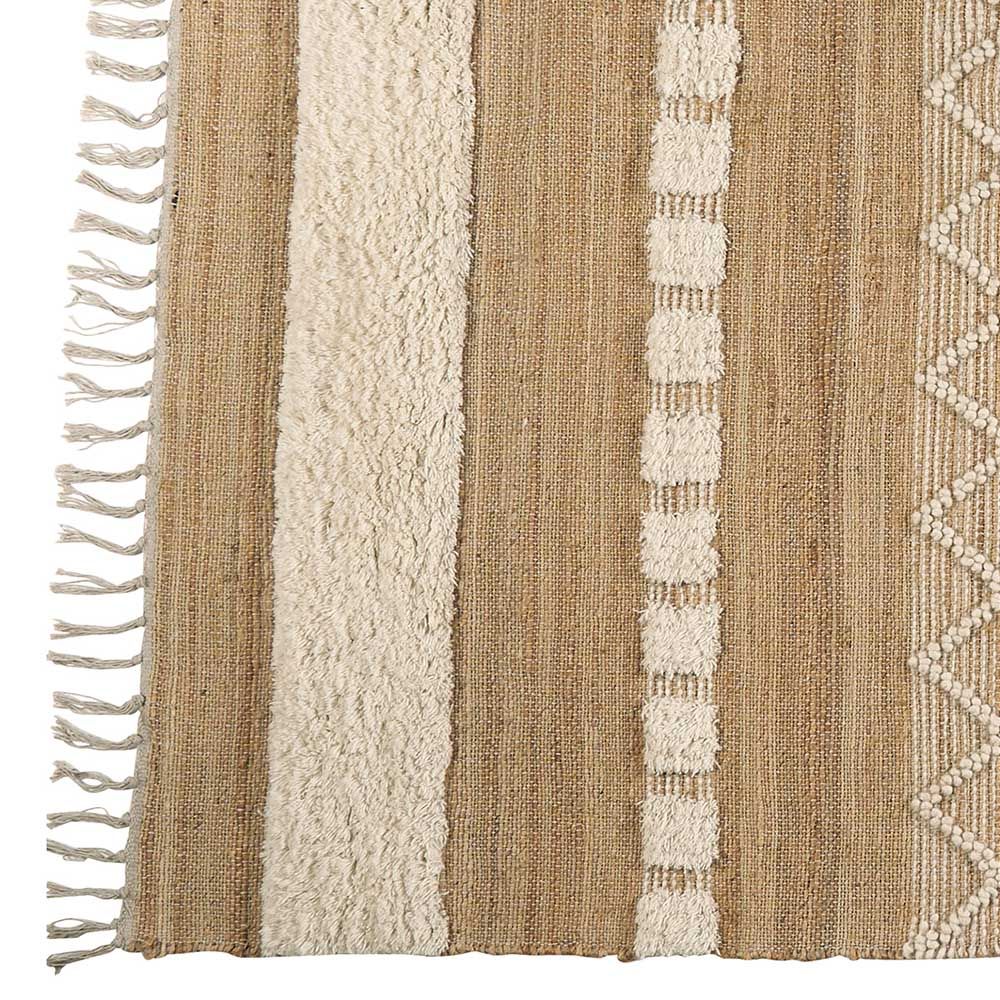 patterned rattan rug with wool details
