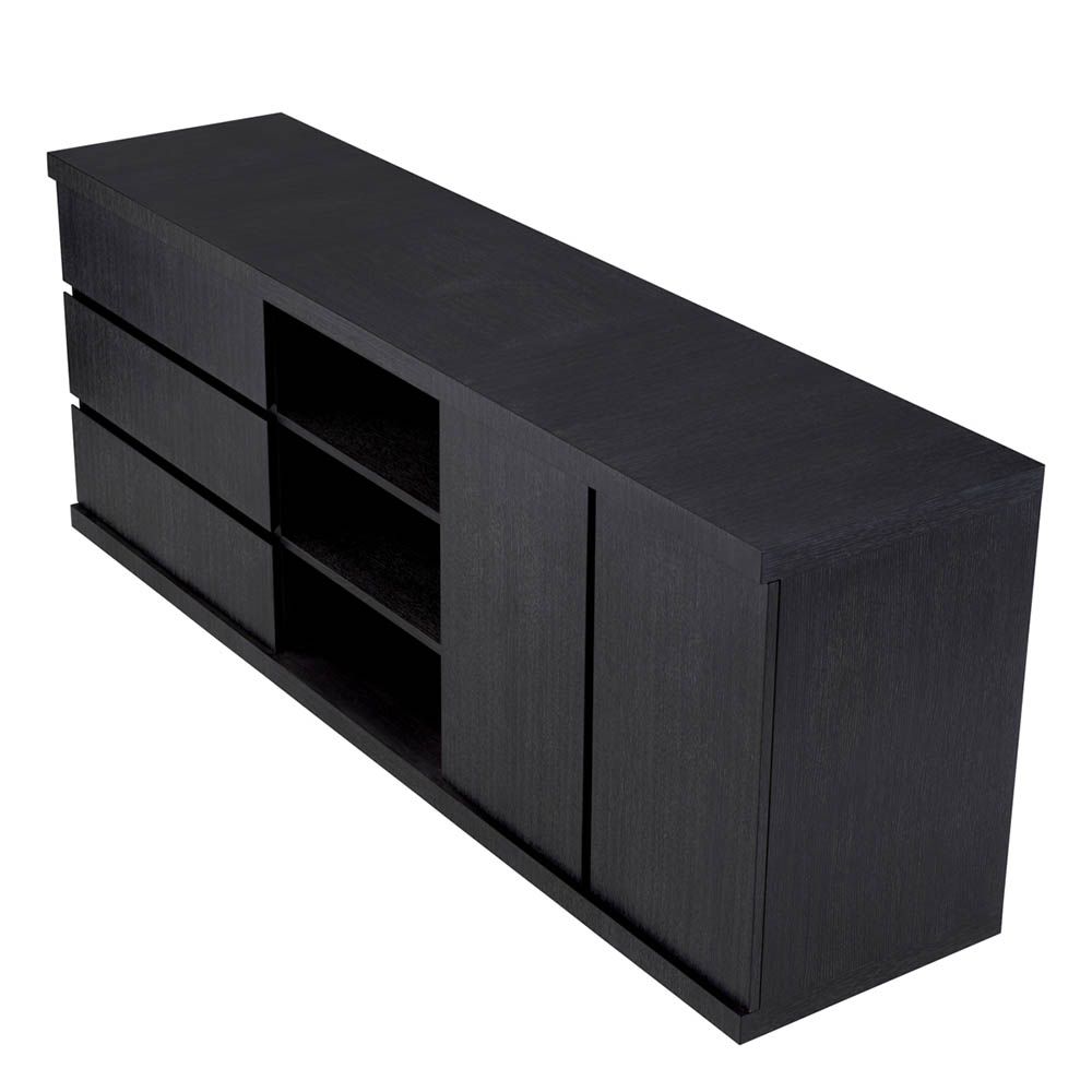 Charcoal grey veneered wooden sideboard with middle display shelving