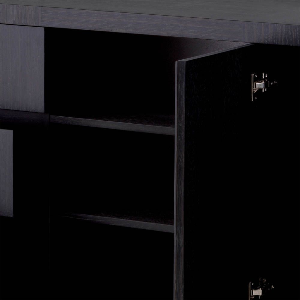 Charcoal grey veneered wooden sideboard with middle display shelving