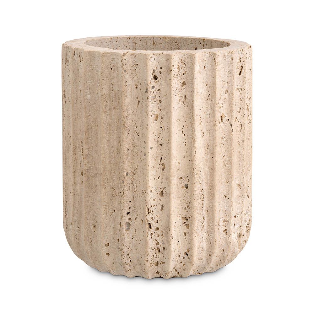 Luxury vase accessory in gorgeous textured marble and travertine finishes