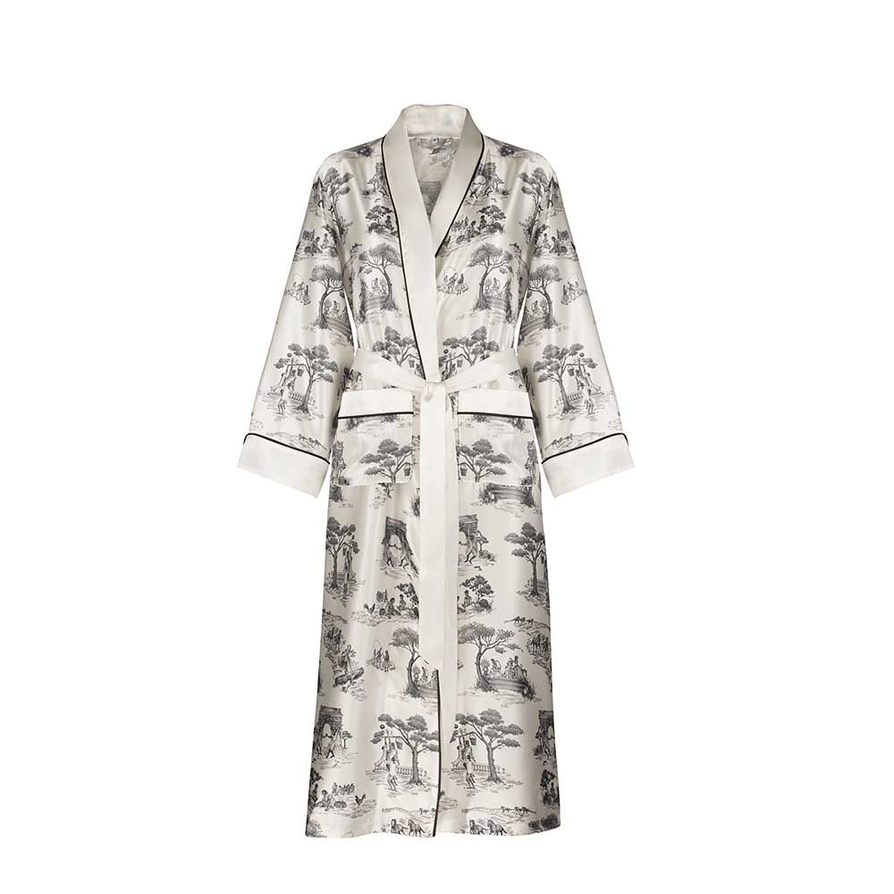 Black and white silk robe new arrivals