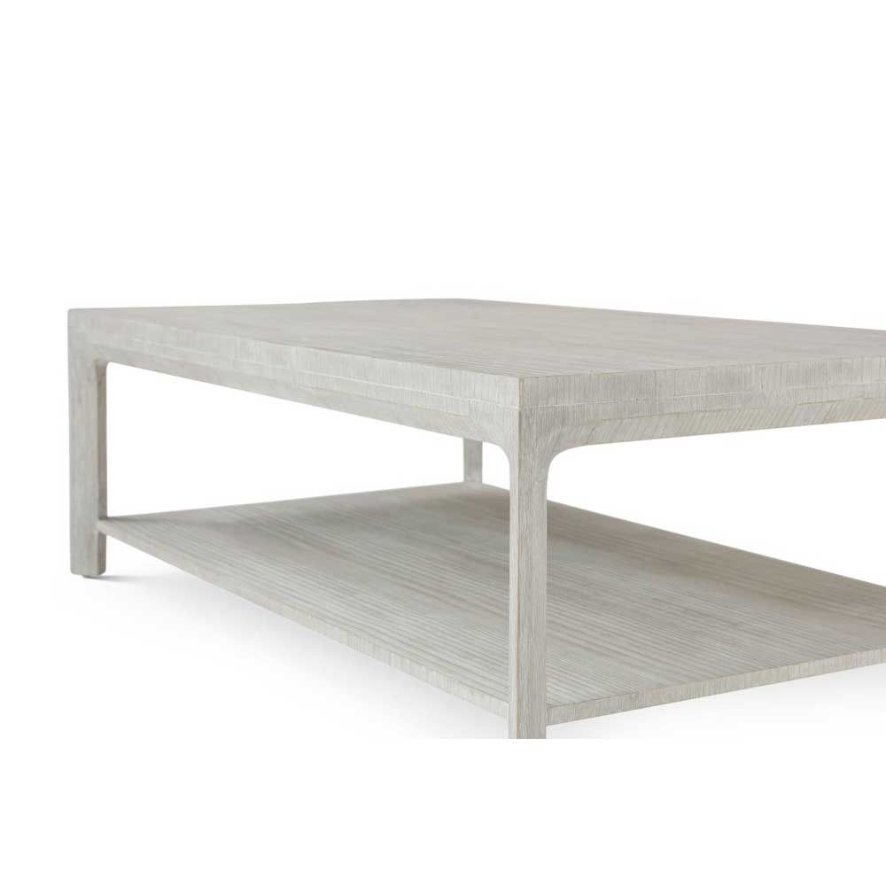 Wooden rectangular coffee table with lower shelf