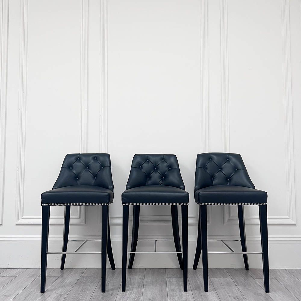 Leather bar stools set of outlet 3