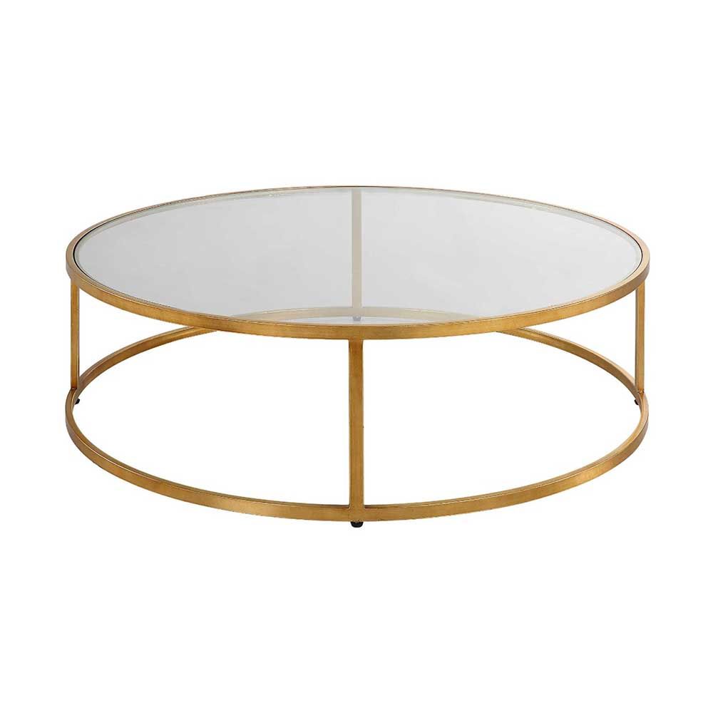 Round coffee table with brass frame coffee table with glass surface