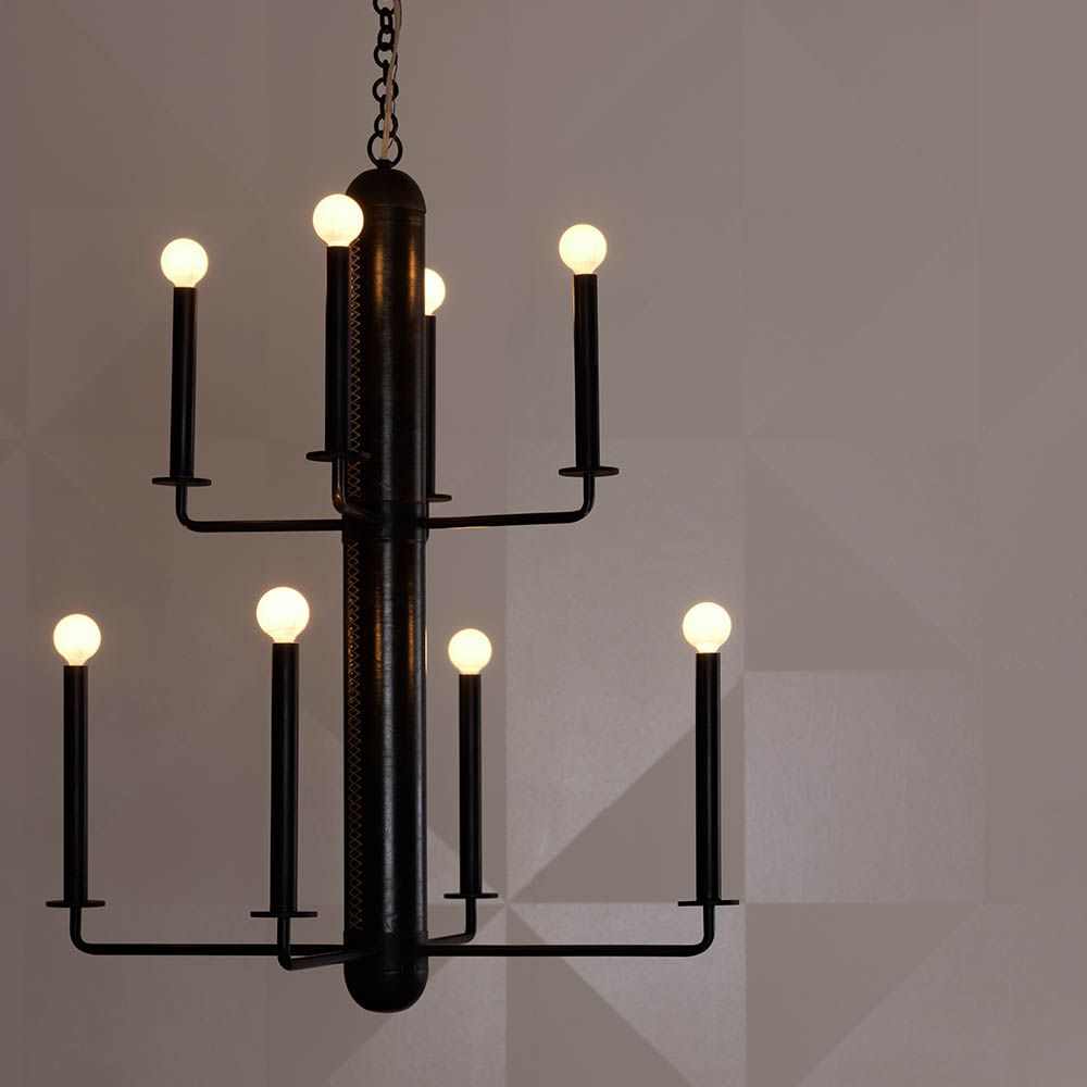 elegant candelabra style black chandelier with small orb lights