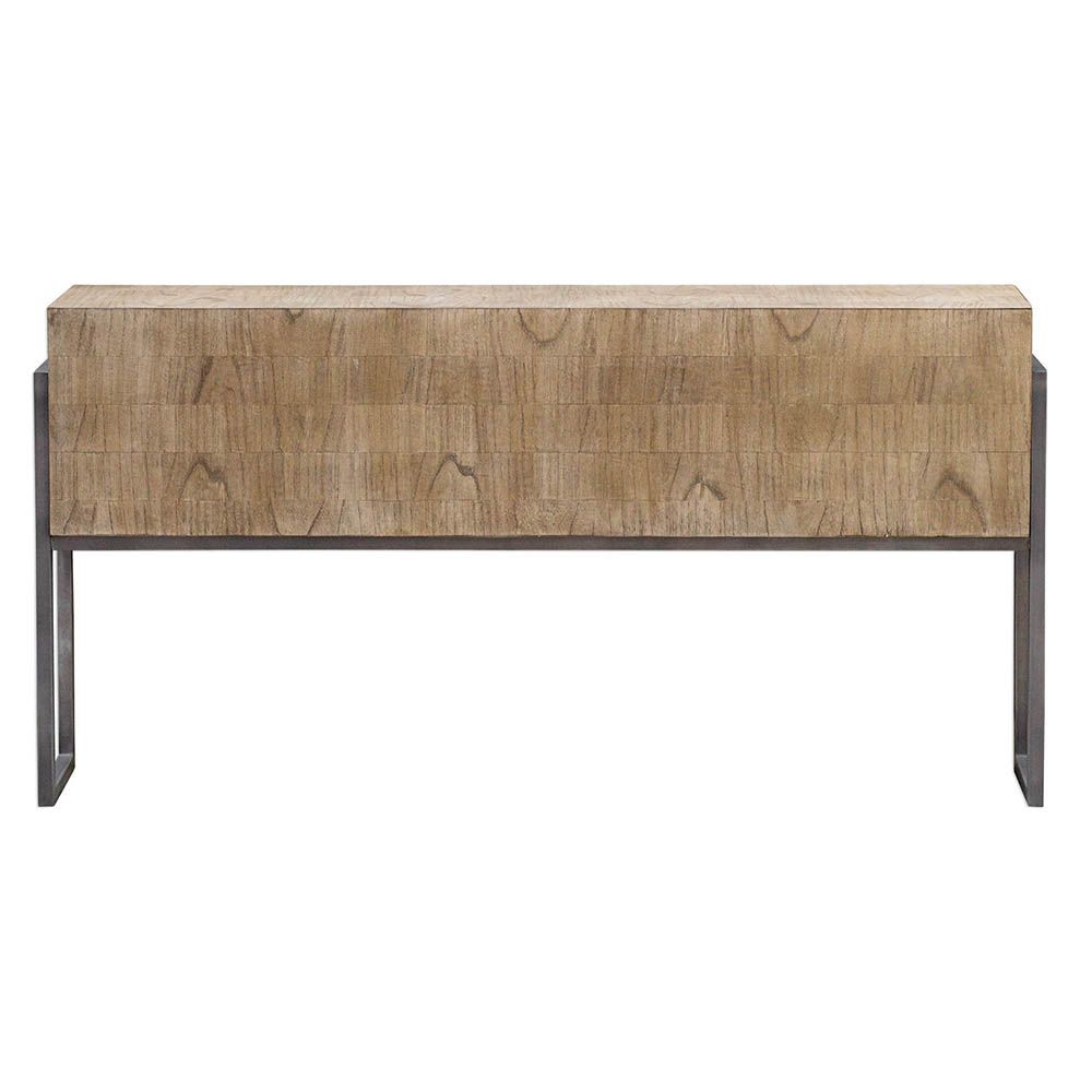 Wooden console table with steel black frame