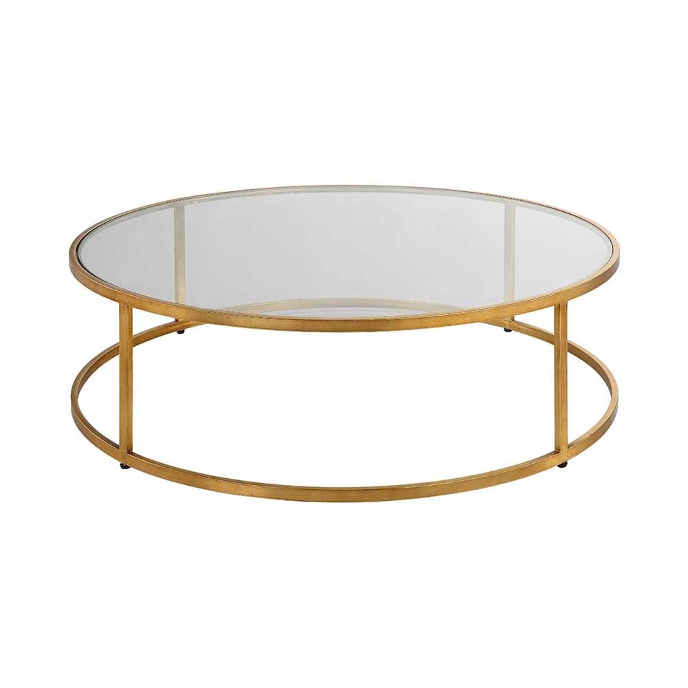 Round coffee table with brass frame coffee table with glass surface