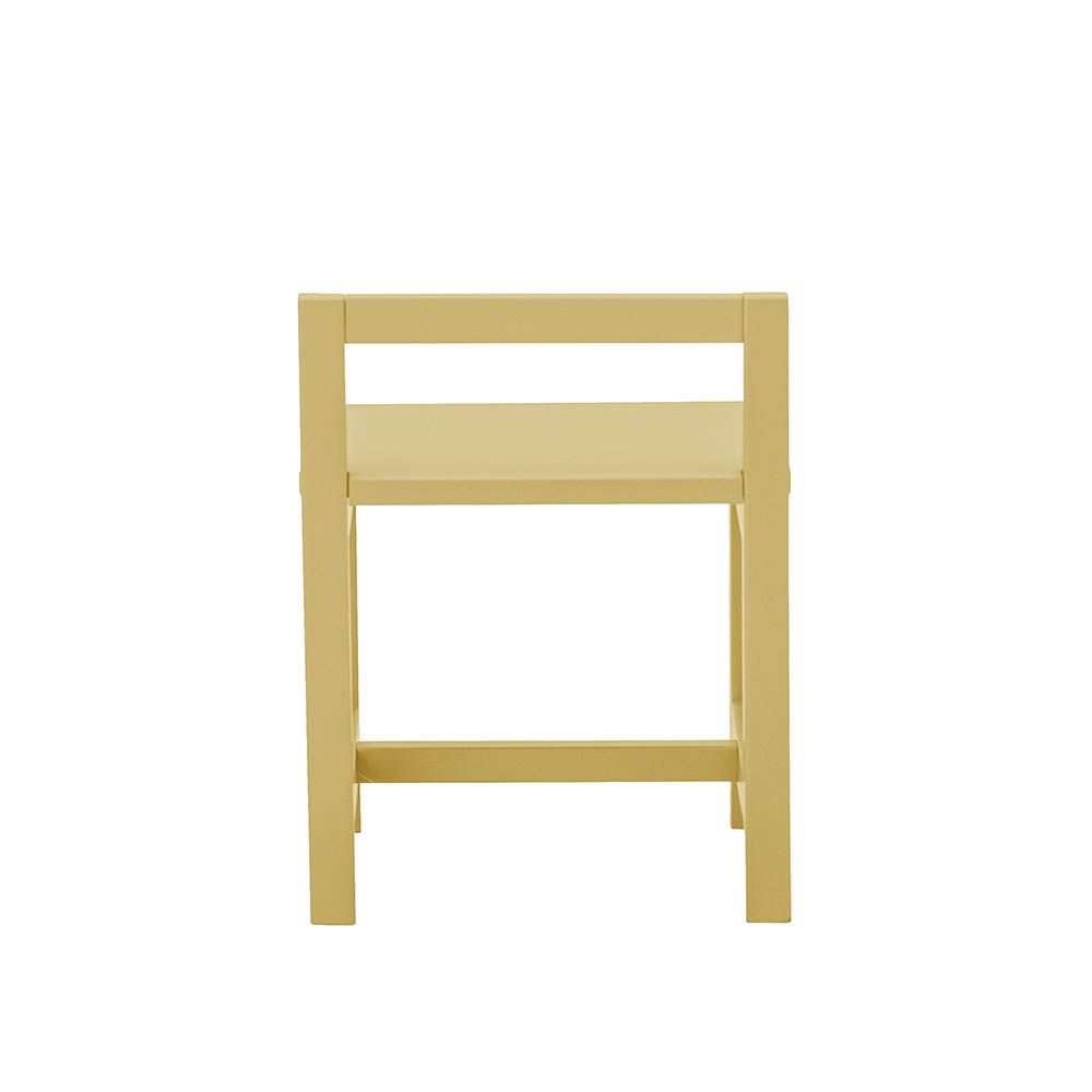Wooden yellow chair with low back