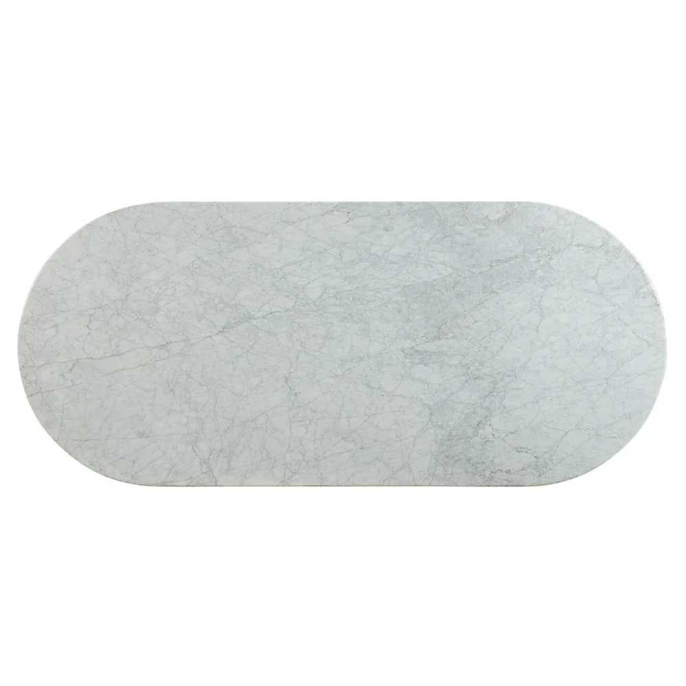 Brass cylinder base dining table with white marble top