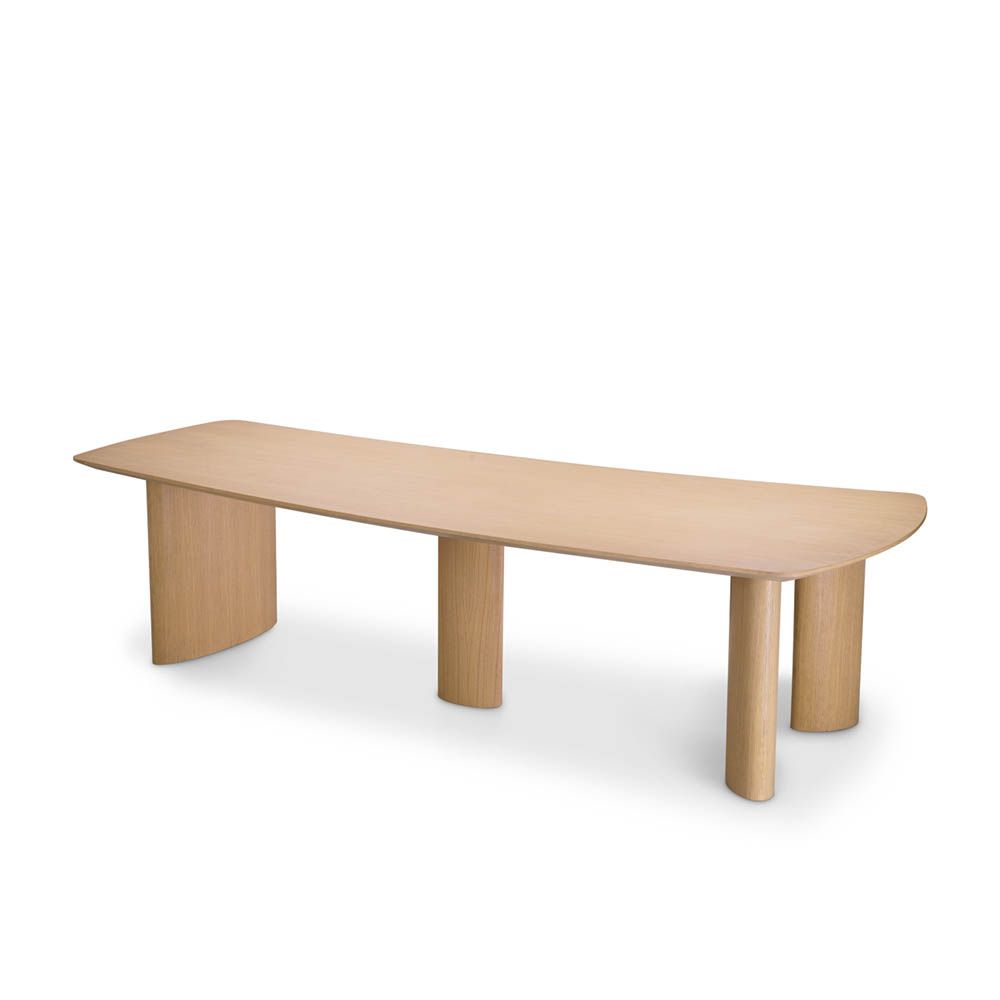 Striking silhouette dining table in natural oak finish