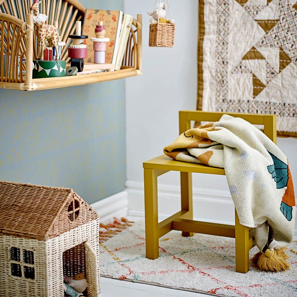 Wooden yellow chair with low back