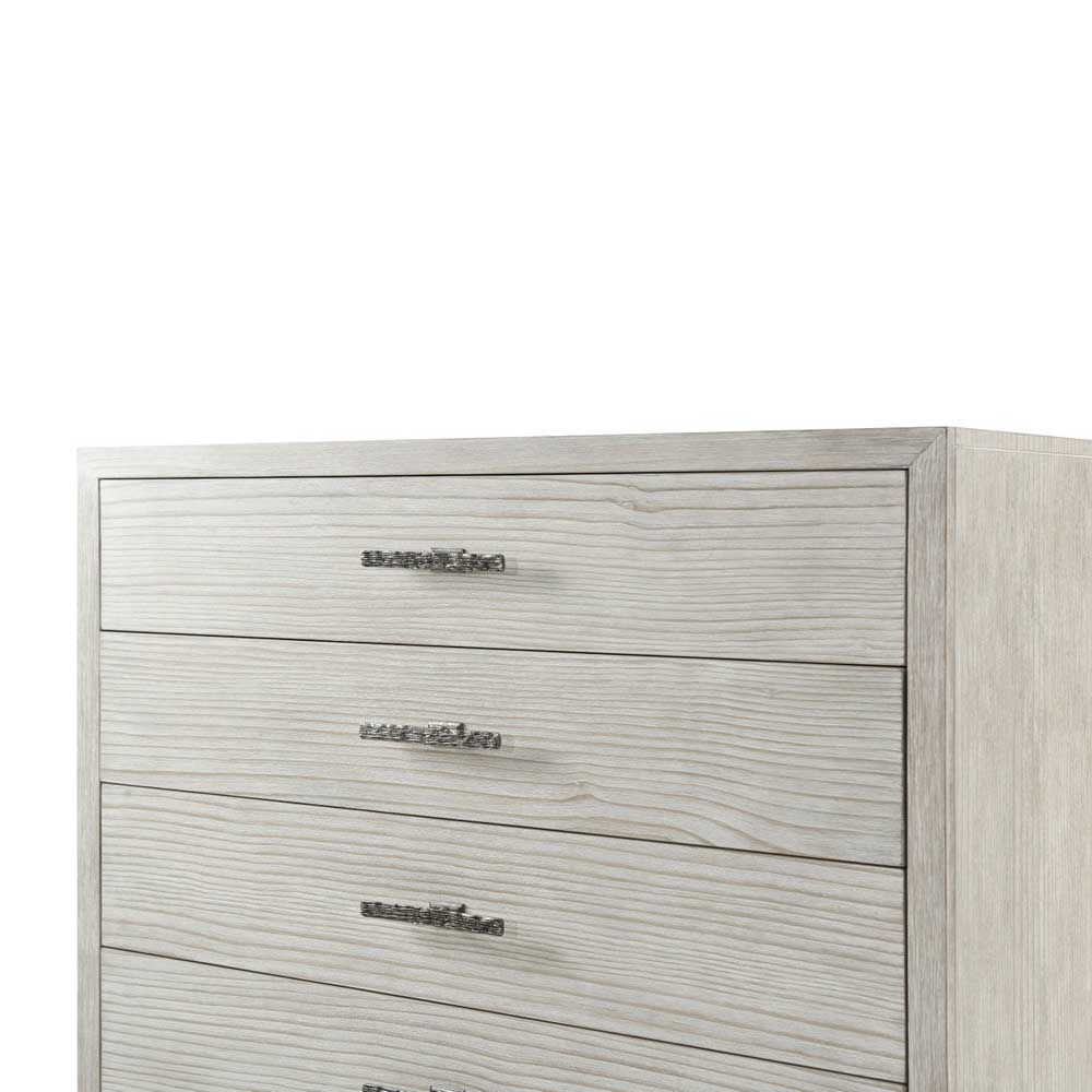 Tall six drawer whitewashed wooden chest