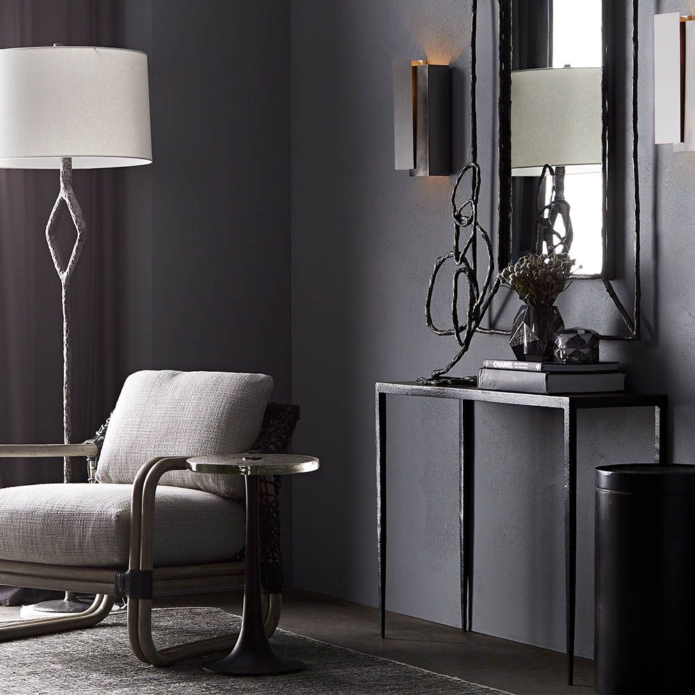Thin framed minimal console table in black finish