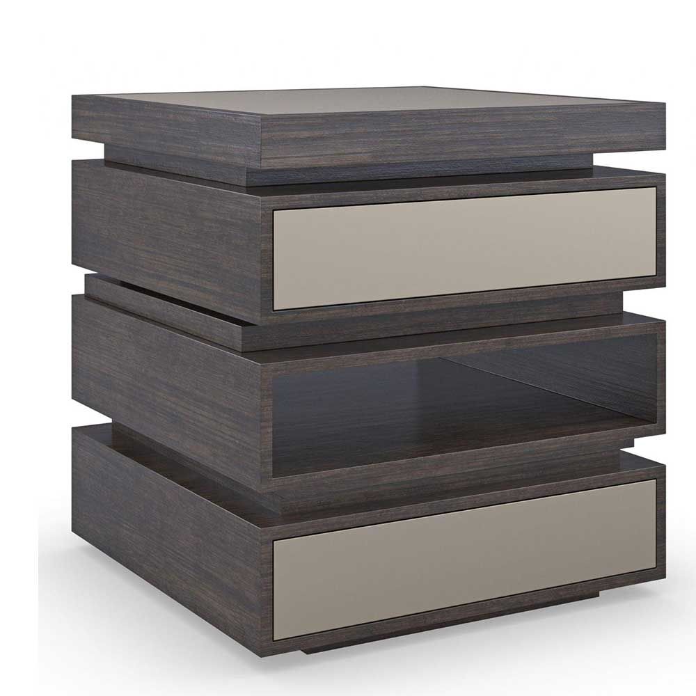 Tiered wooden end table with open centre storage