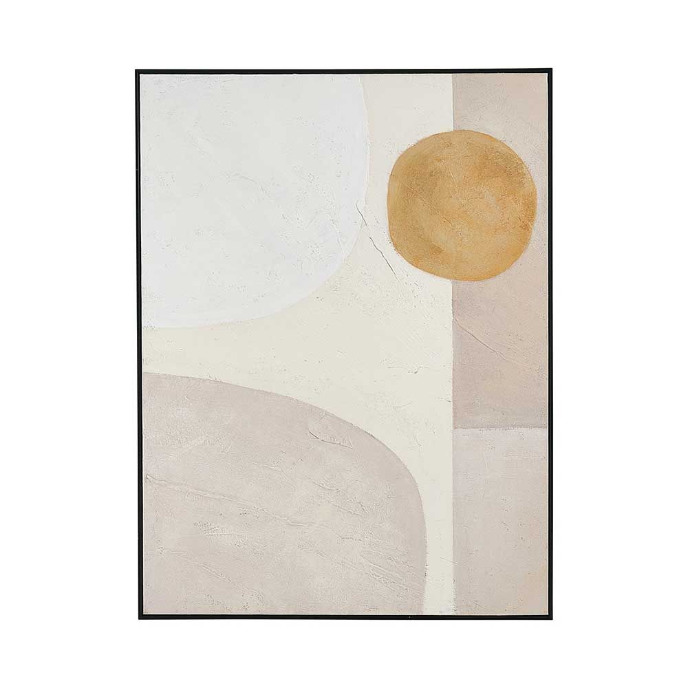 Neutral canvas with black frame and yellow elements