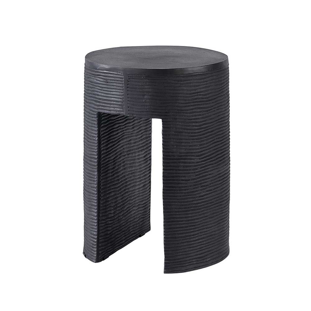 Round side table with textured base