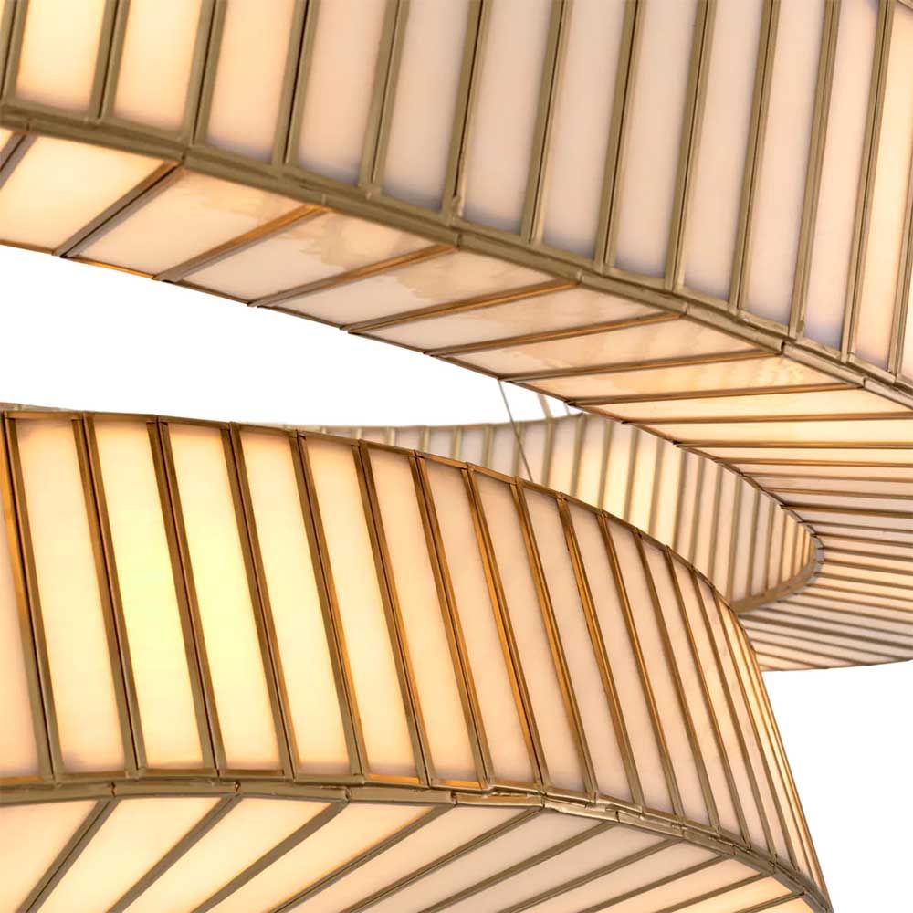 Radiant glow double halo style chandelier with brass details