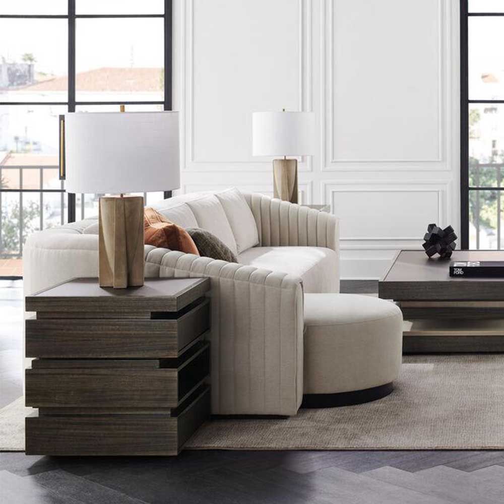 Tiered wooden end table with open centre storage